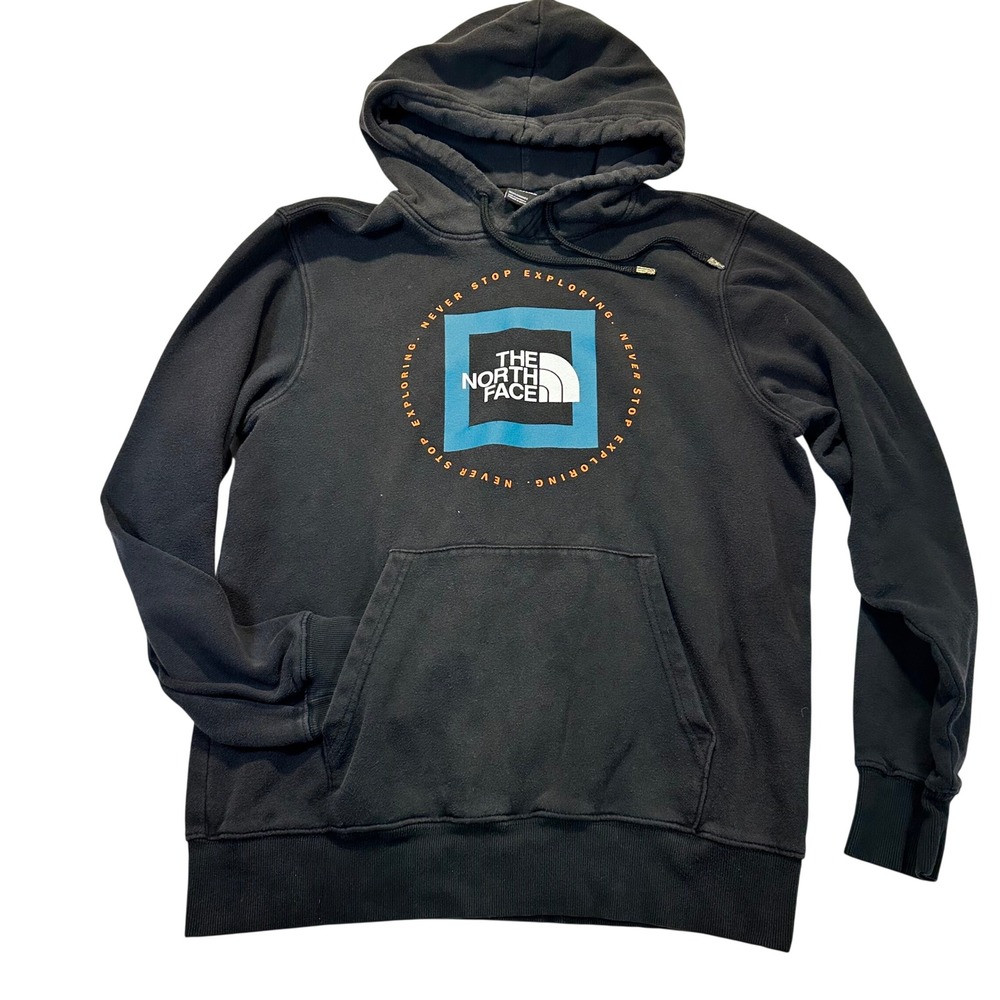 The North Face Hoodie Mens Medium Black Gorpcore Streetwear Graphic Pullover